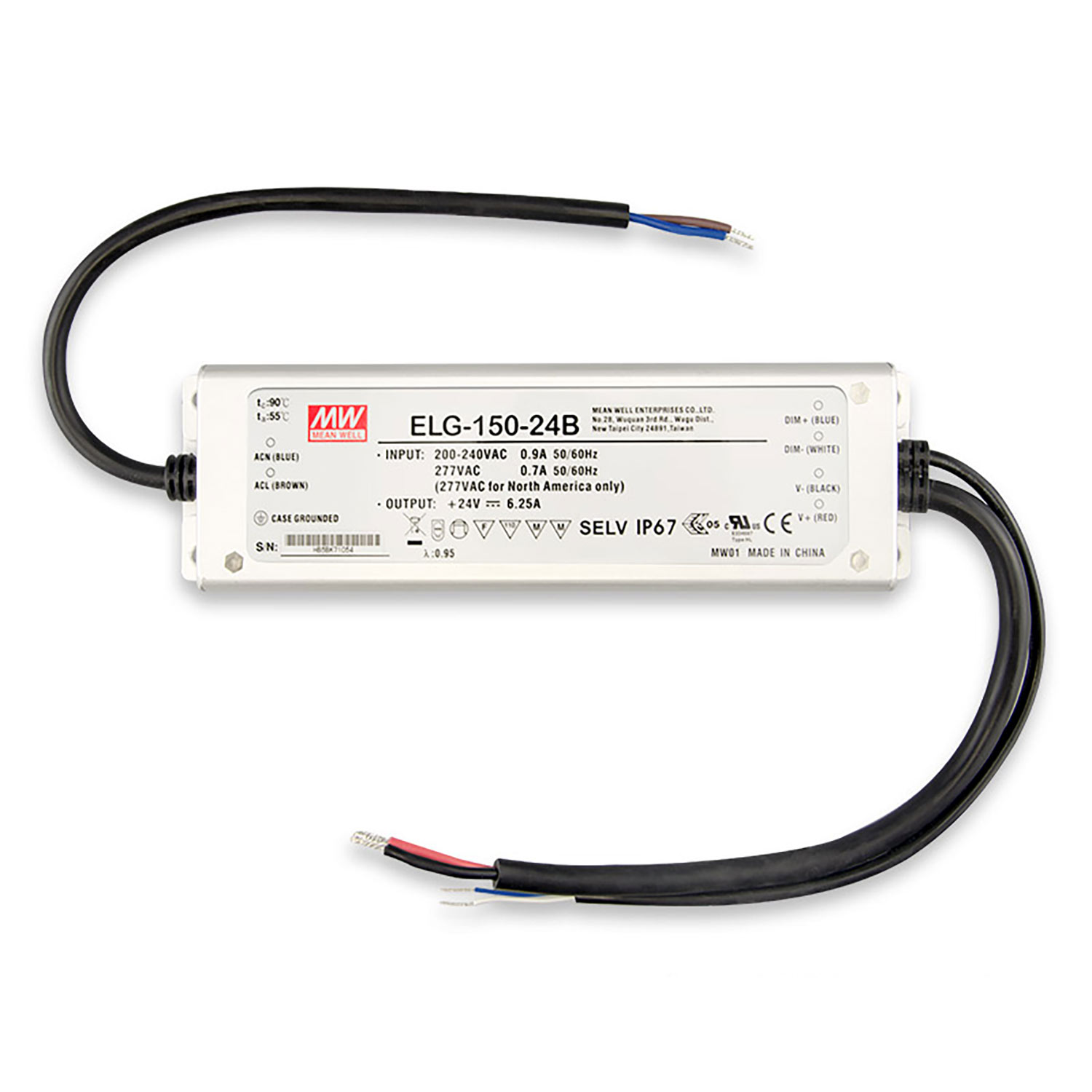 ISOLED LED Trafo MW ELG-150-24B 24V/DC 0-150W 1-10V (60-150W) dimmbar IP67 SELV