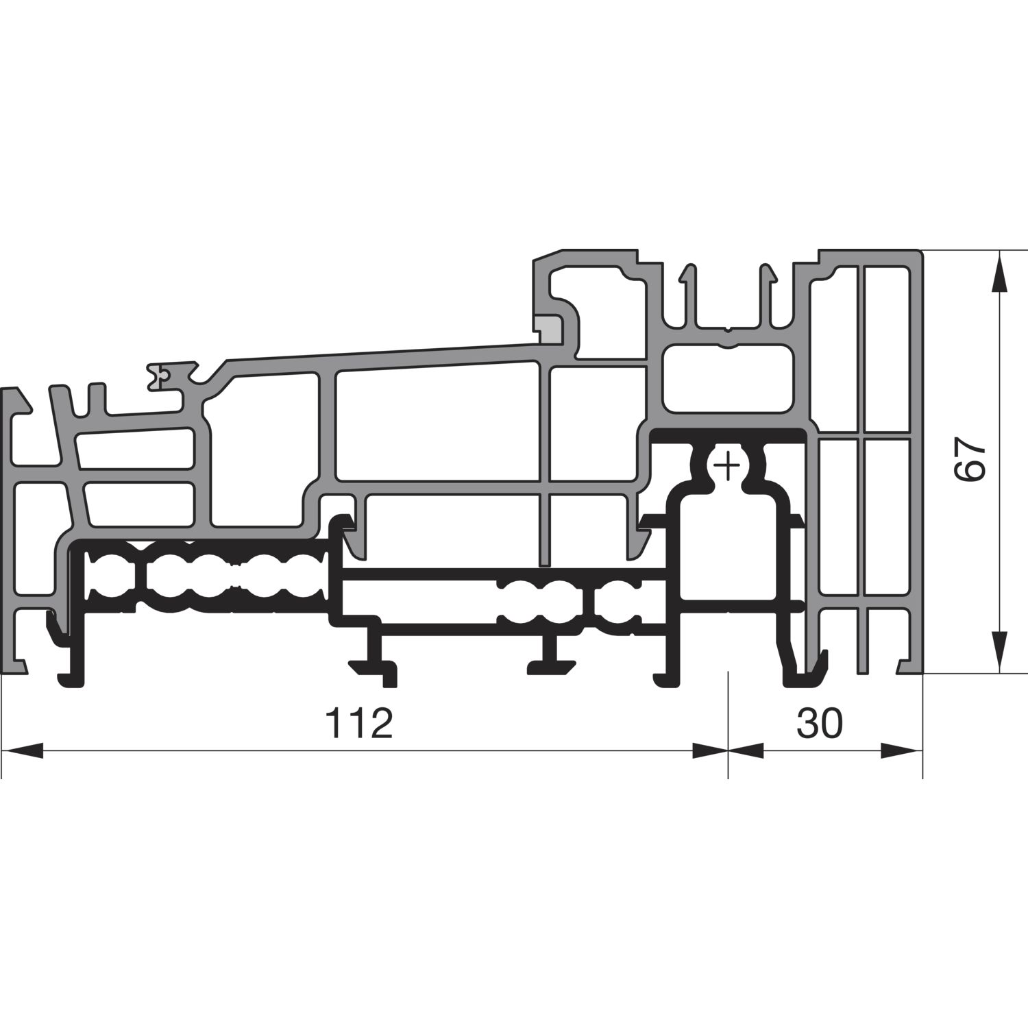 GU Thermostep 164 Grundkörper Bodenschwelle L=6700 mm silber