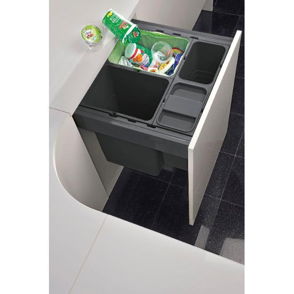 ninka Abfalltrennsystem Set eins2fünf/SERVO-DRIVE uno Korpusbreite 450mm Dunkelgrau