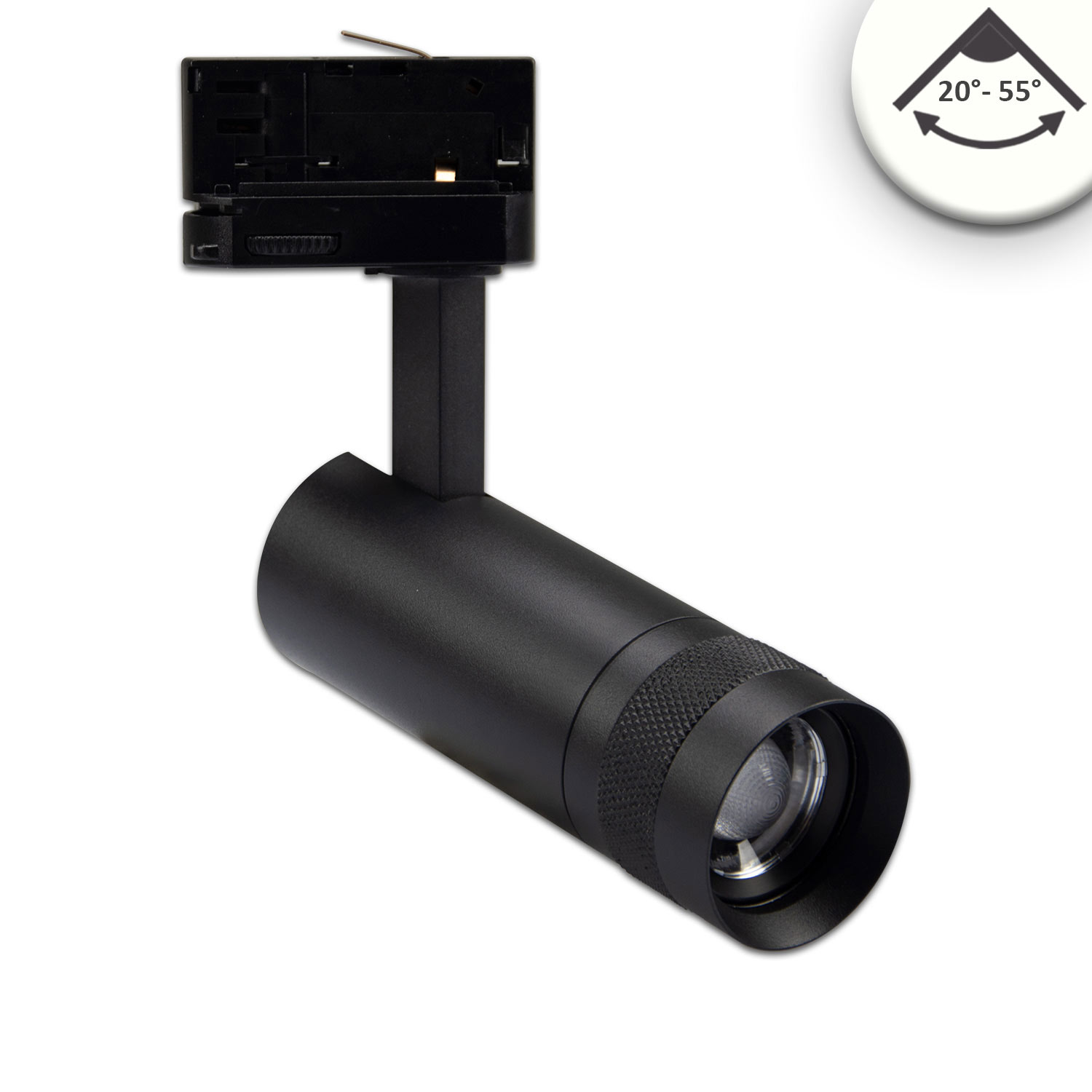 ISOLED 3-Phasen Schienen-Strahler fokussierbar 8W 20°-55° schwarz matt 4000K