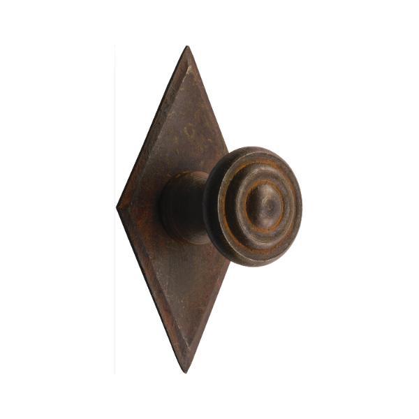 Knopf Karo mit Schild Knopf-ø 25 mm, Breite 35 mm, Höhe 68 mm, Eisen altverzinnt