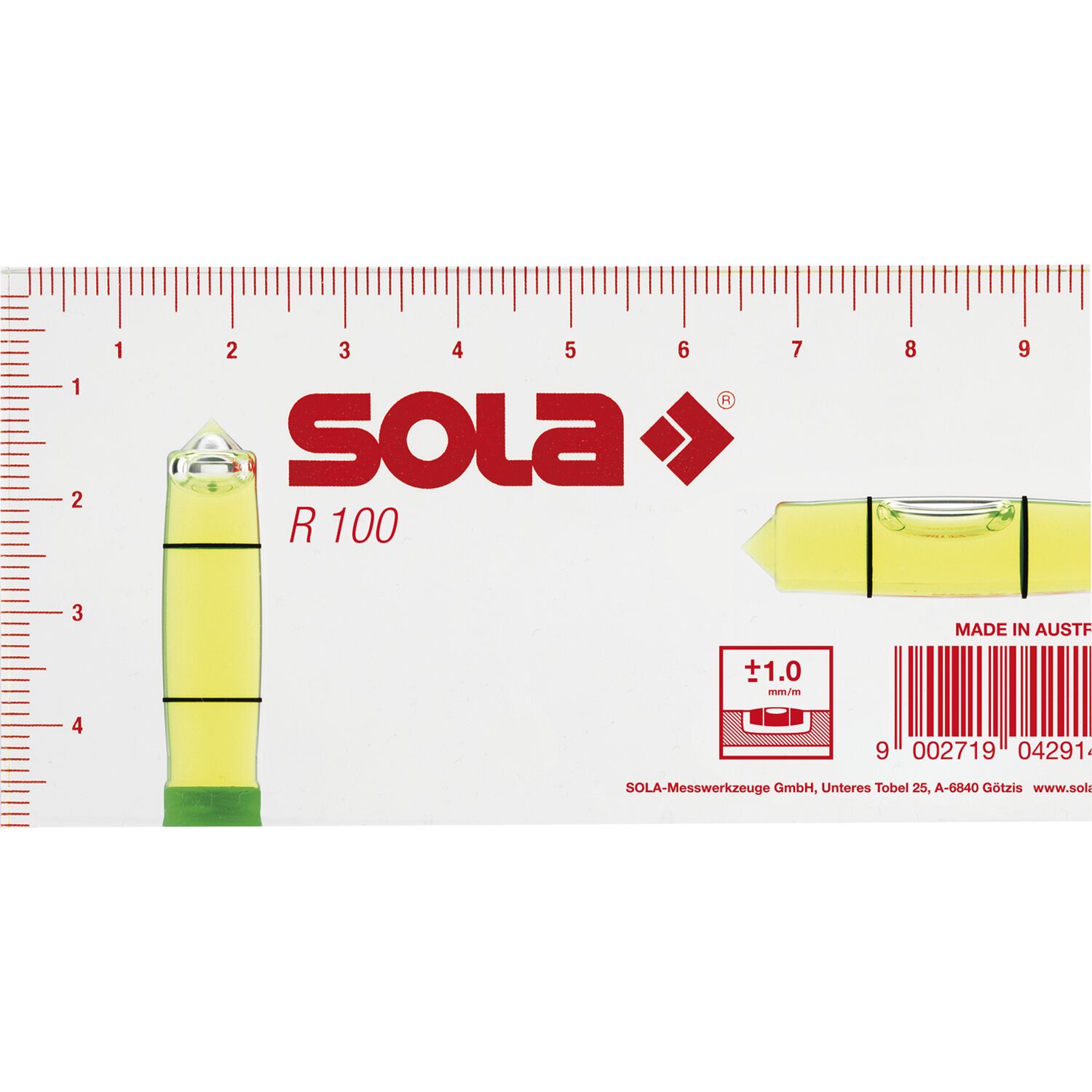 Sola Klein-Wasserwaage R100 Abmessung 100 x 50 x 15 mm