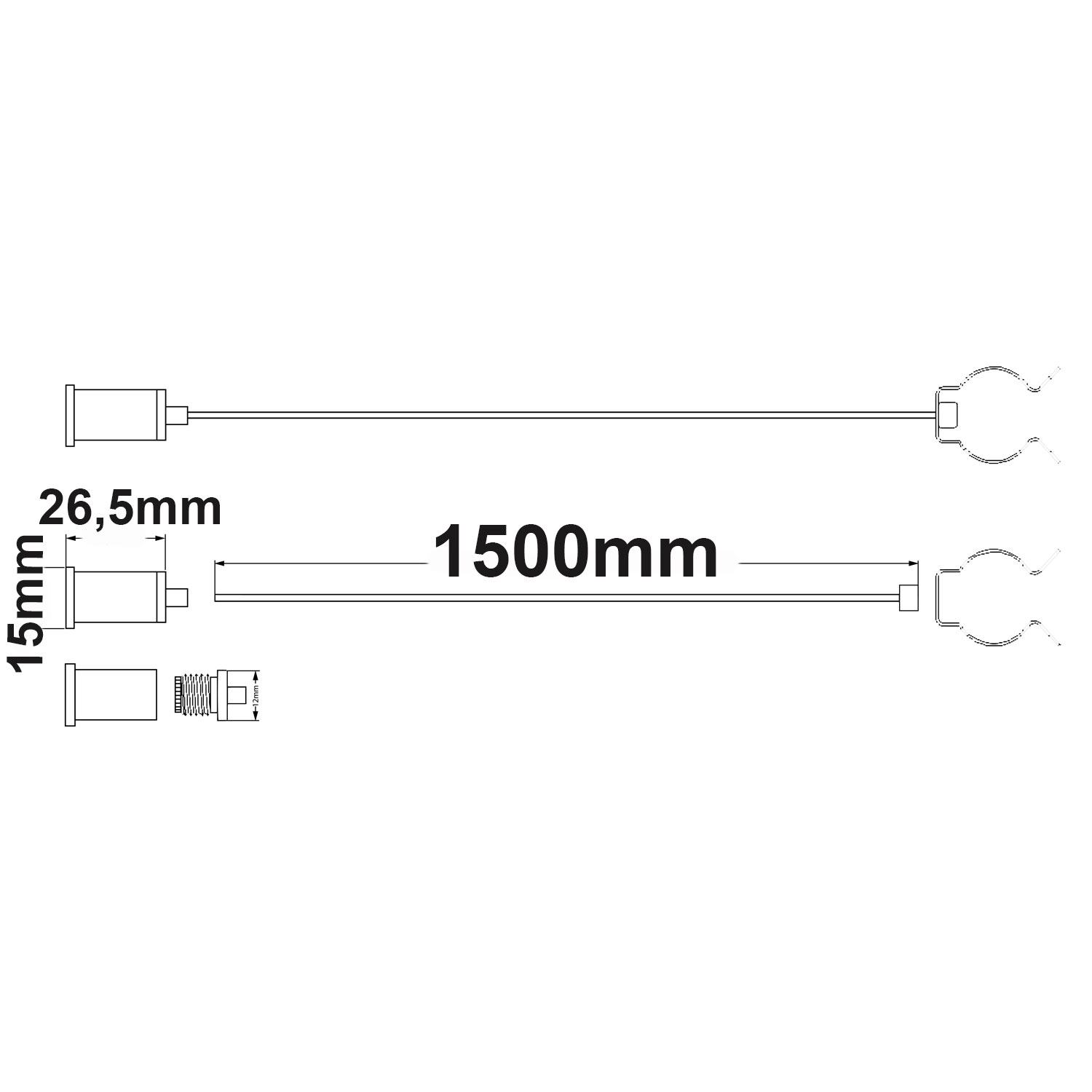 ISOLED Seilabhängung (1 Stk) mit Deckenverschraubung und Rutschklemme inkl. Stahlseil 1,5m mit Nippe