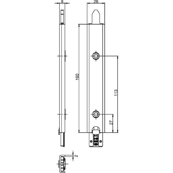 GU Anschlusseinheit zu Falzhebelgetriebe, Secury Automatic 160 mm, unten