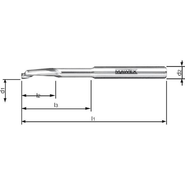 MAWEX Bohrnutenfräser HSS 10X14/95X120 mm einschneidig spiralig hinterschliffen (5Stk)