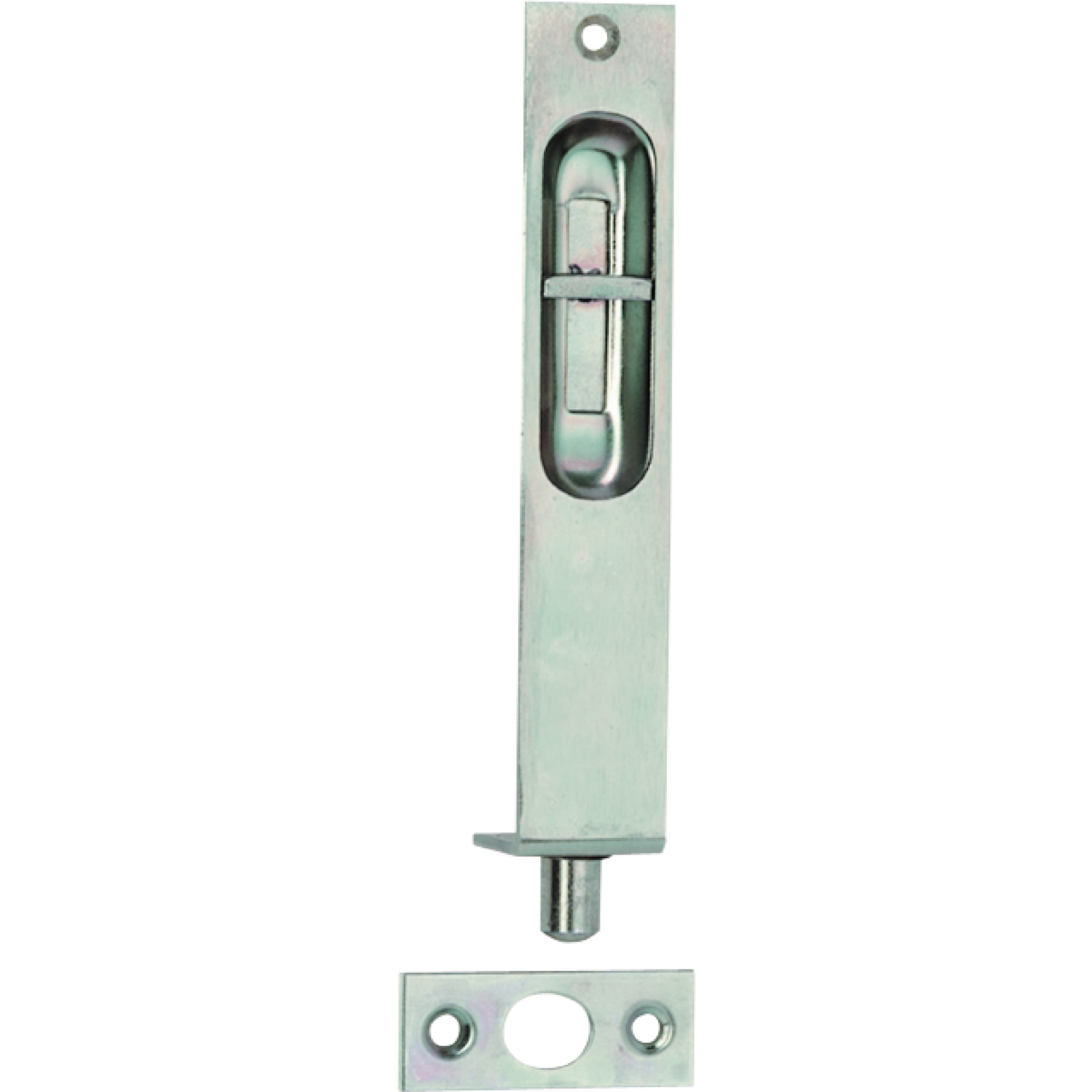 Strenger Einlassriegel mit Griffschieber 140x25mm verzinkt