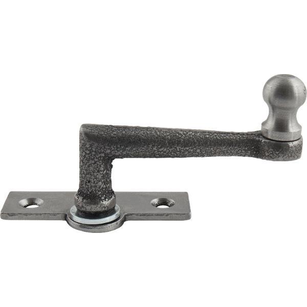 Fensterreiber m. Eisenknopf auf eckiger, austrag.Platte,22mm,Messingguss schwarz