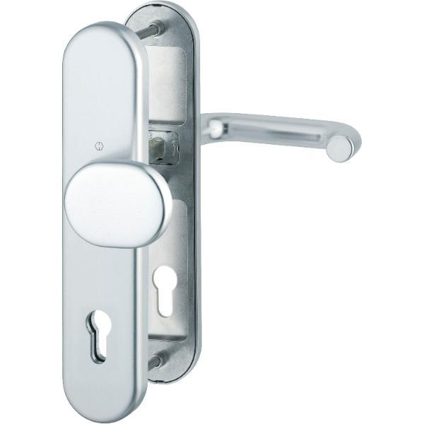 Hoppe SH-Wechselgarnitur PARIS-auf Schild PZ92, 77-87, SST 8, ohne Kzs., silber