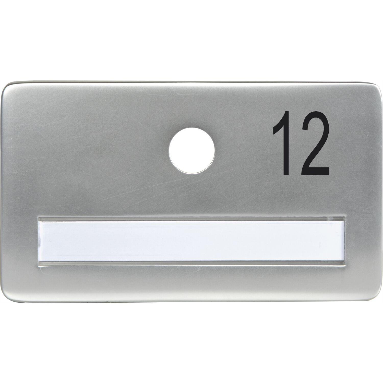 SOLIDO Namensschild ohne Spion, Bohrung ø 14, Alu silber eloxiert, Gravur Nr. 12