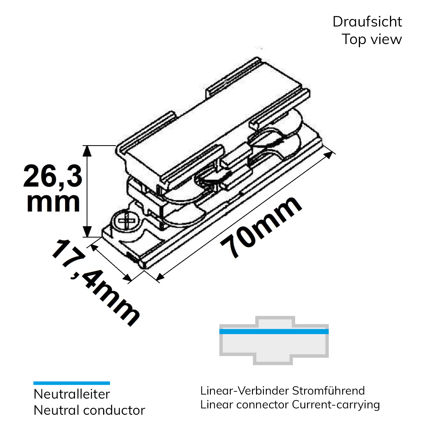 ISOLED 3-Phasen DALI Schiene Linearverbinder stromführend schwarz