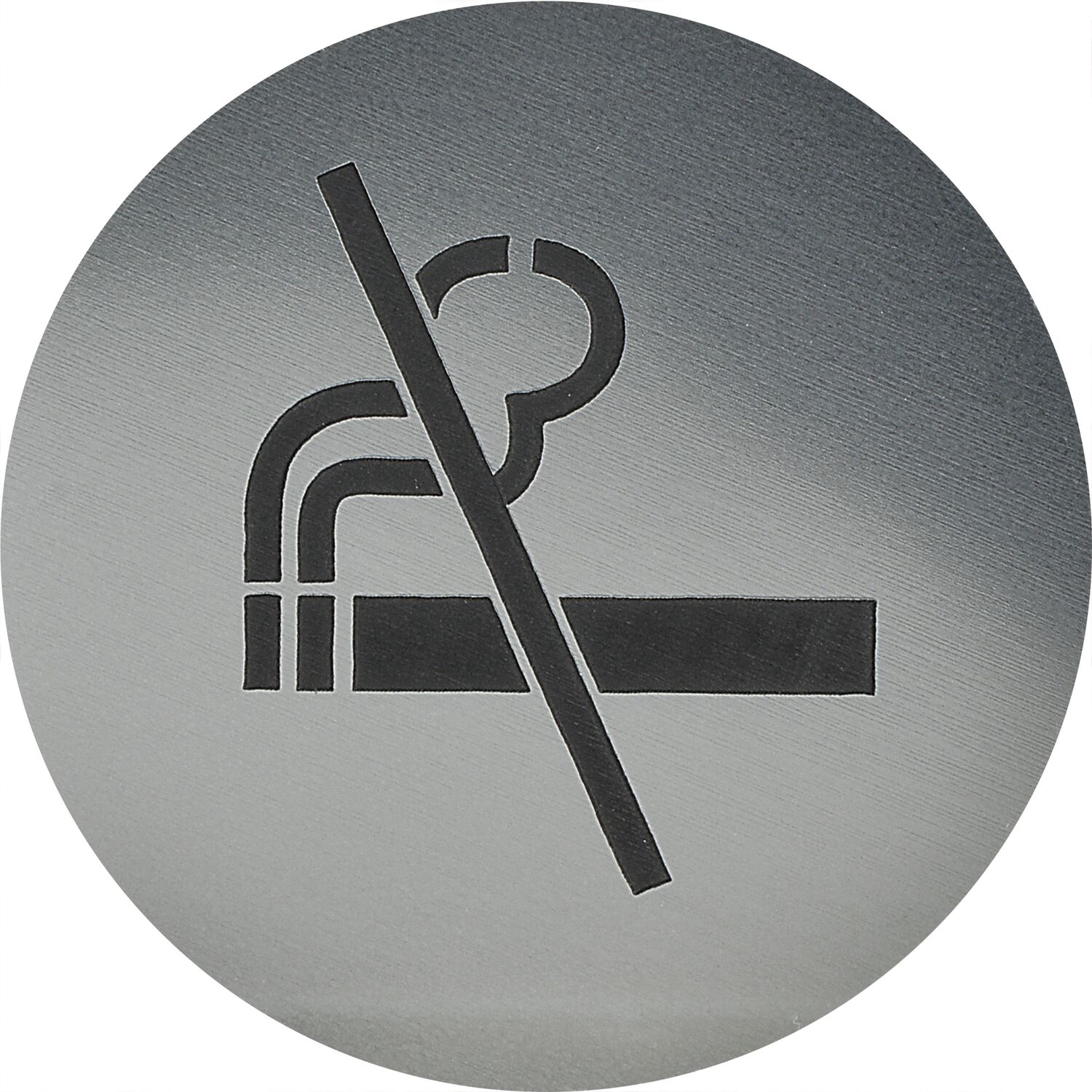 Hinweisschild RAUCHEN VERBOTEN, Durchmesser 60 mm, Kunststoff Edelstahl-Effekt