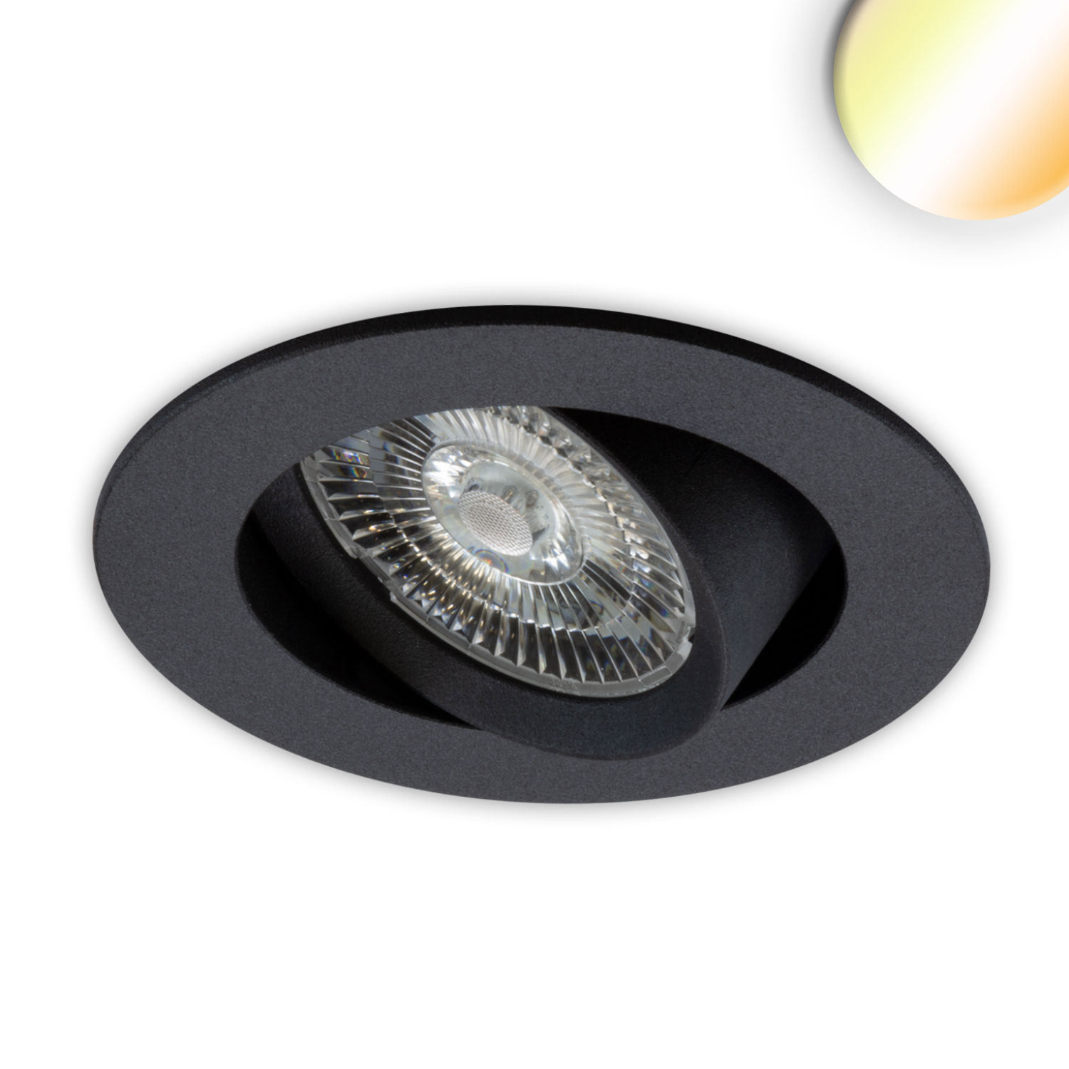 ISOLED LED Einbauleuchte Sunset Slim68 schwarz rund 9W 1800-2800K Dimm-to-warm