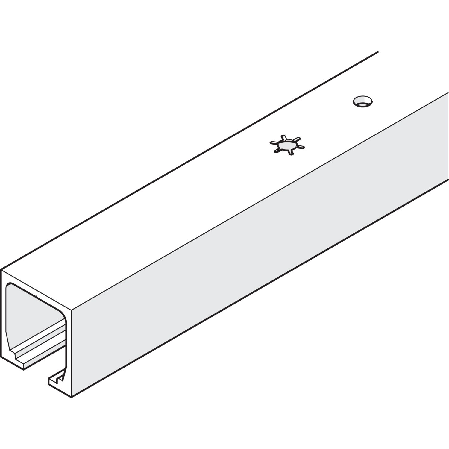 HAWA Junior 40 Laufschiene Deckenmontage L=6000 mm auf Maß Alu farblos eloxiert (250 mm)