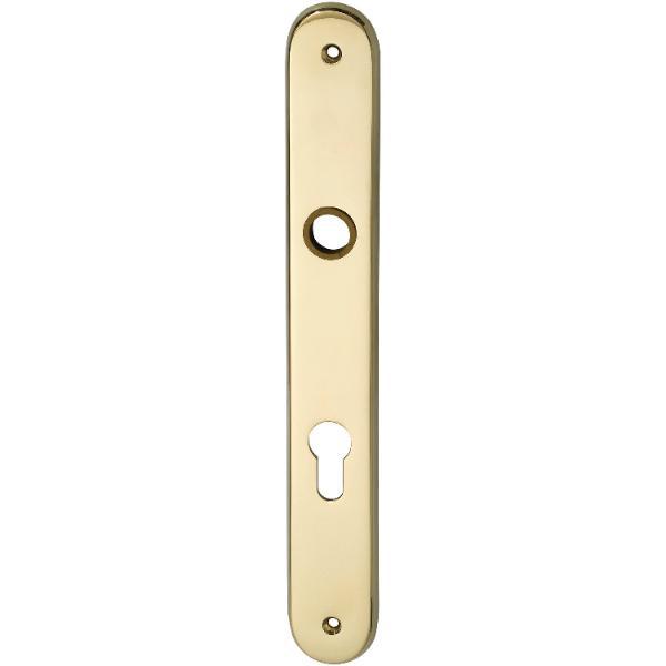 Haustür - Langschild ELEGANT 22, PZ88, Ansatz 16 mm, Messing pol