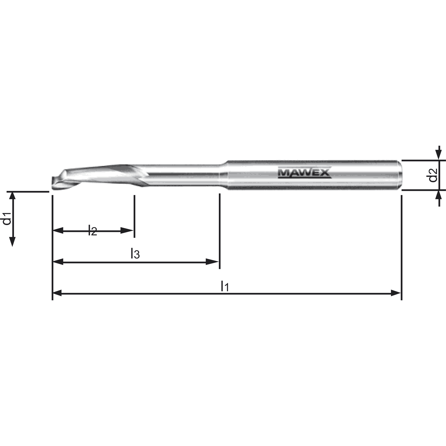 MAWEX Bohrnutenfräser HSS 10X14/75X96 mm einschneidig spiralig hinterschliffen (5Stk)