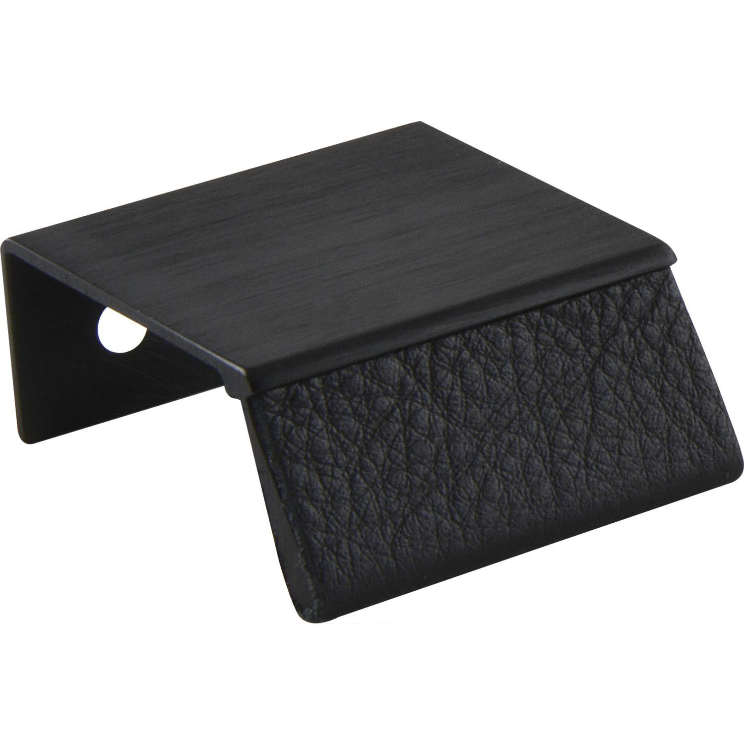 furnipart Griffleiste Bench Lochabstand 20 Länge 40mm Aluminium schwarz gebürstet/Leder schwarz