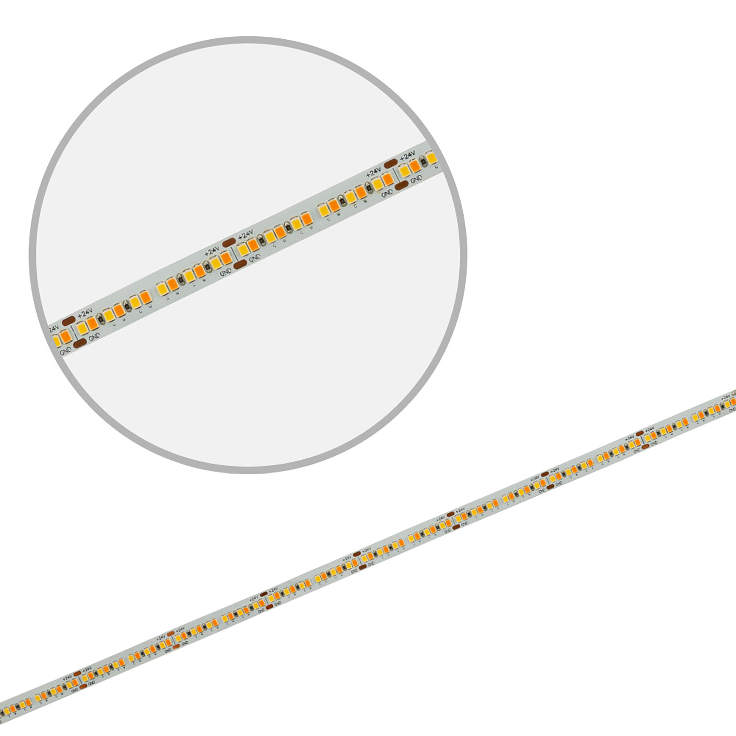 ISOLED LED CRI919/940 MiniAMP CCT Flexband 24V DC 15W IP20 500cm 2 polig Kabel mit Stecker 240 LED/m