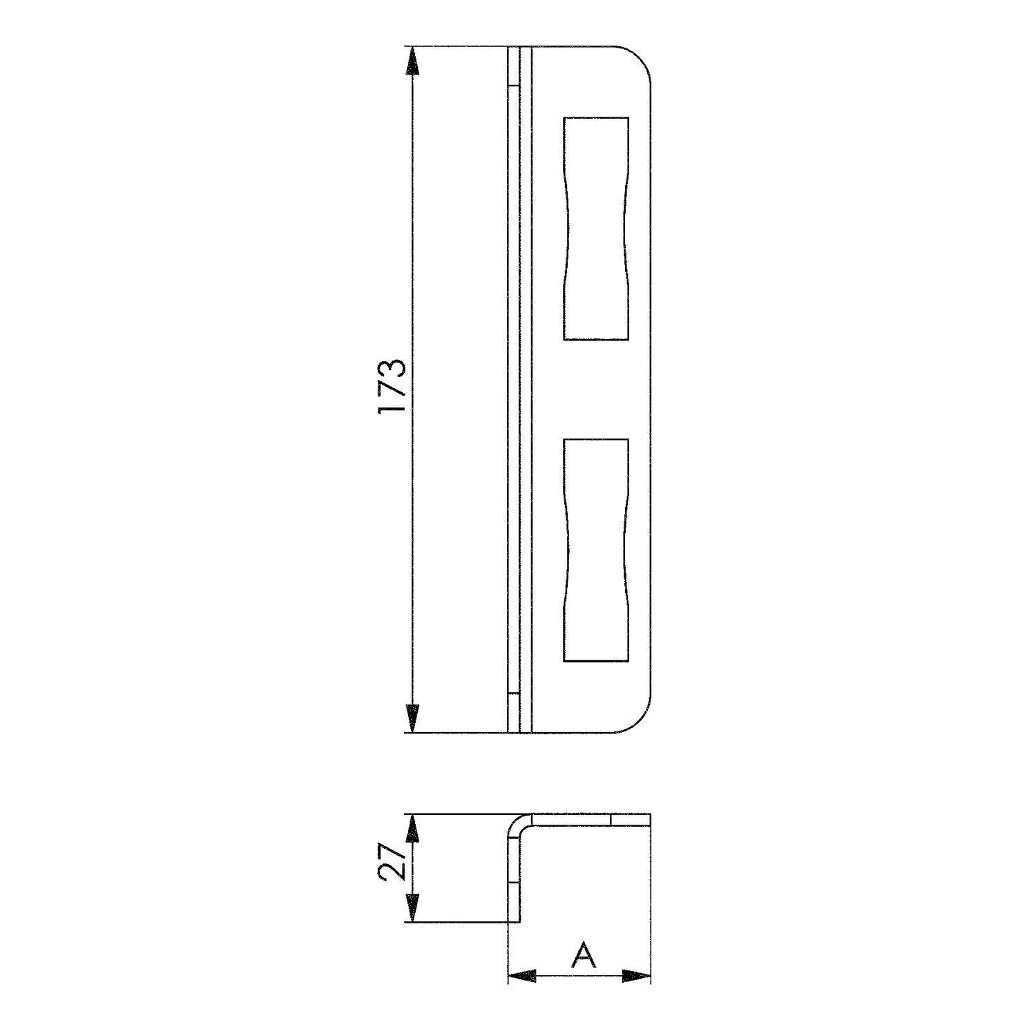 AMF Schließblech mit Anschlag 145W, 173x36x27 mm, Kastenst. 30mm, Stahl verzinkt