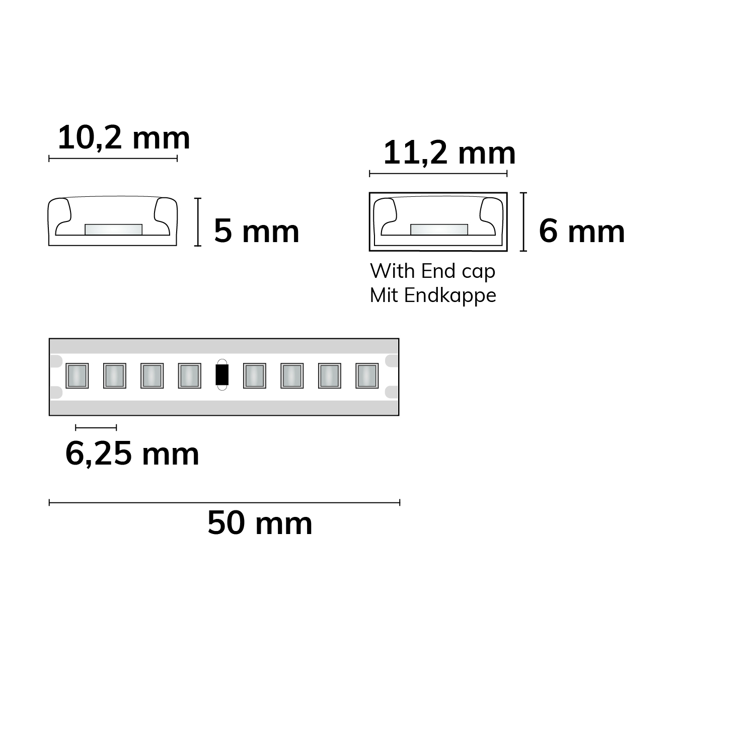 ISOLED LED AQUA927 PU Linear Flexband 24V DC 12W IP68 2700K 135 lm/W 5m Rolle 160 LED/m