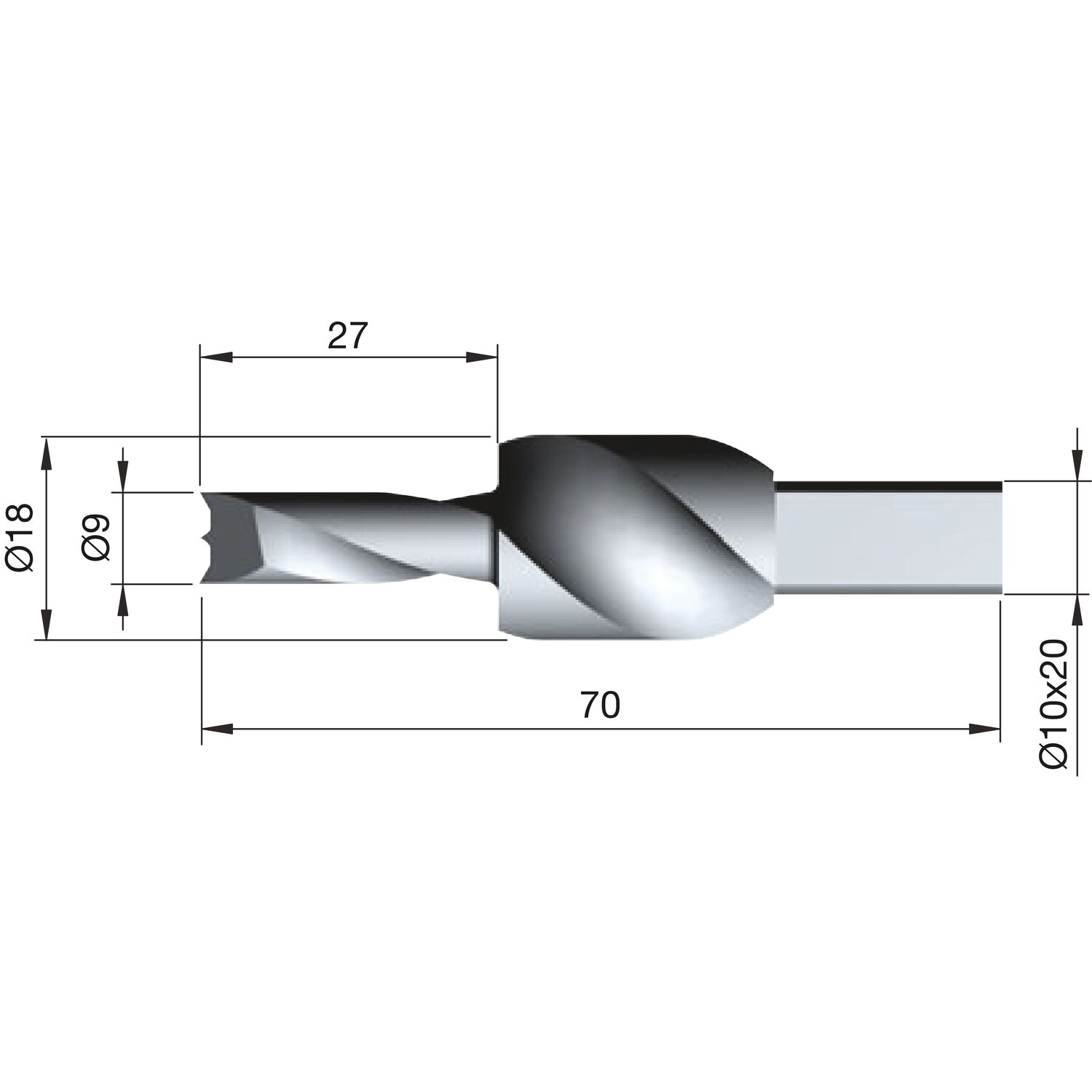 ITALIANA ferramenta HSS Stufenbohrer Tris 18/19 mm