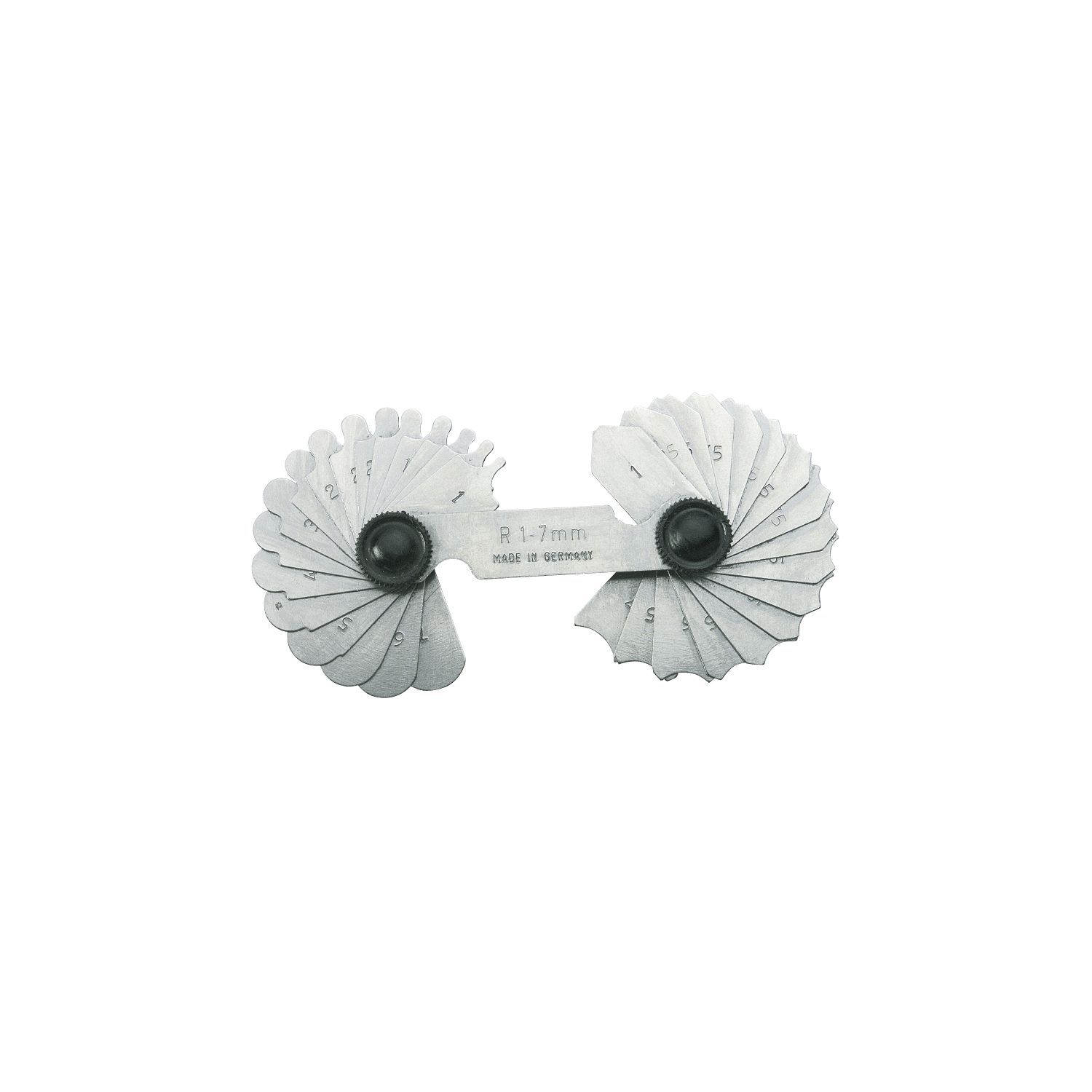 Radienschablone 1-7 mm 17 Blatt zum Messen von Innen- und Außenradien