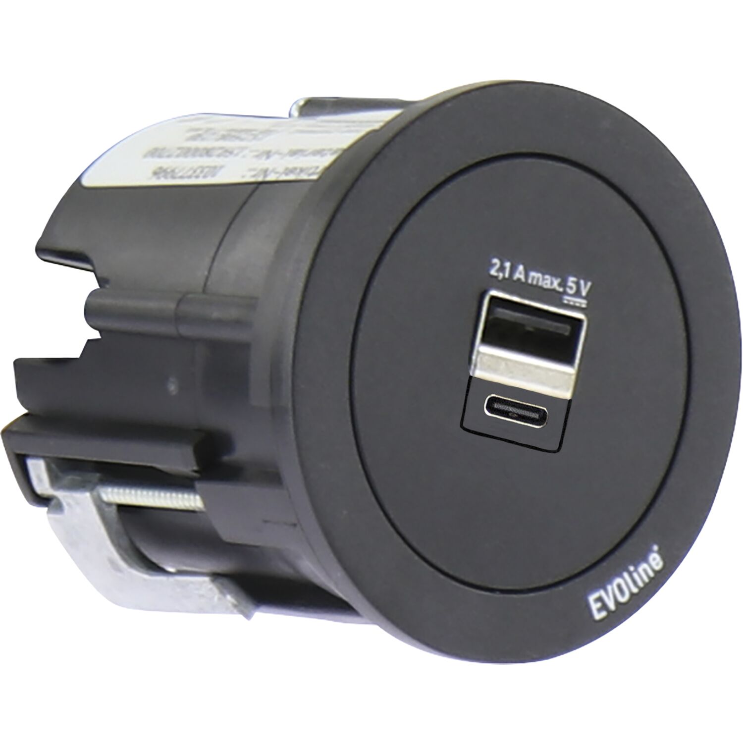 EVOline One 2fach USB Charger A+C mit Abdeckring schwarz
