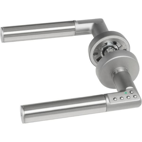 ASSA ABLOY Sicherheitsdrückergarnitur CODE HANDLE "A", TS 35 - 80, links, verchromt matt