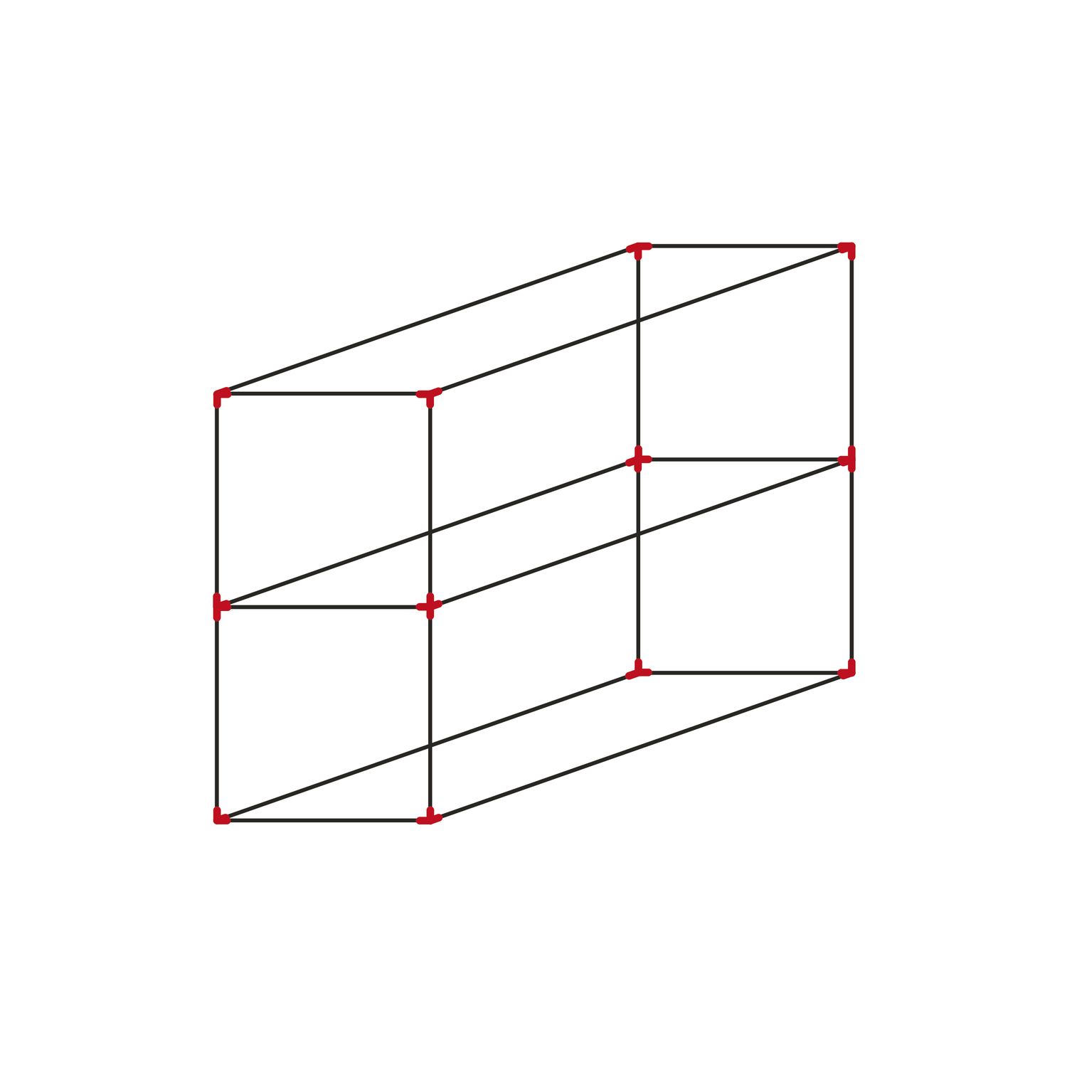 SCHÜCO ALUMIS Smartcube Eckknoten-Set hängend 2-fach vertikal schwarz