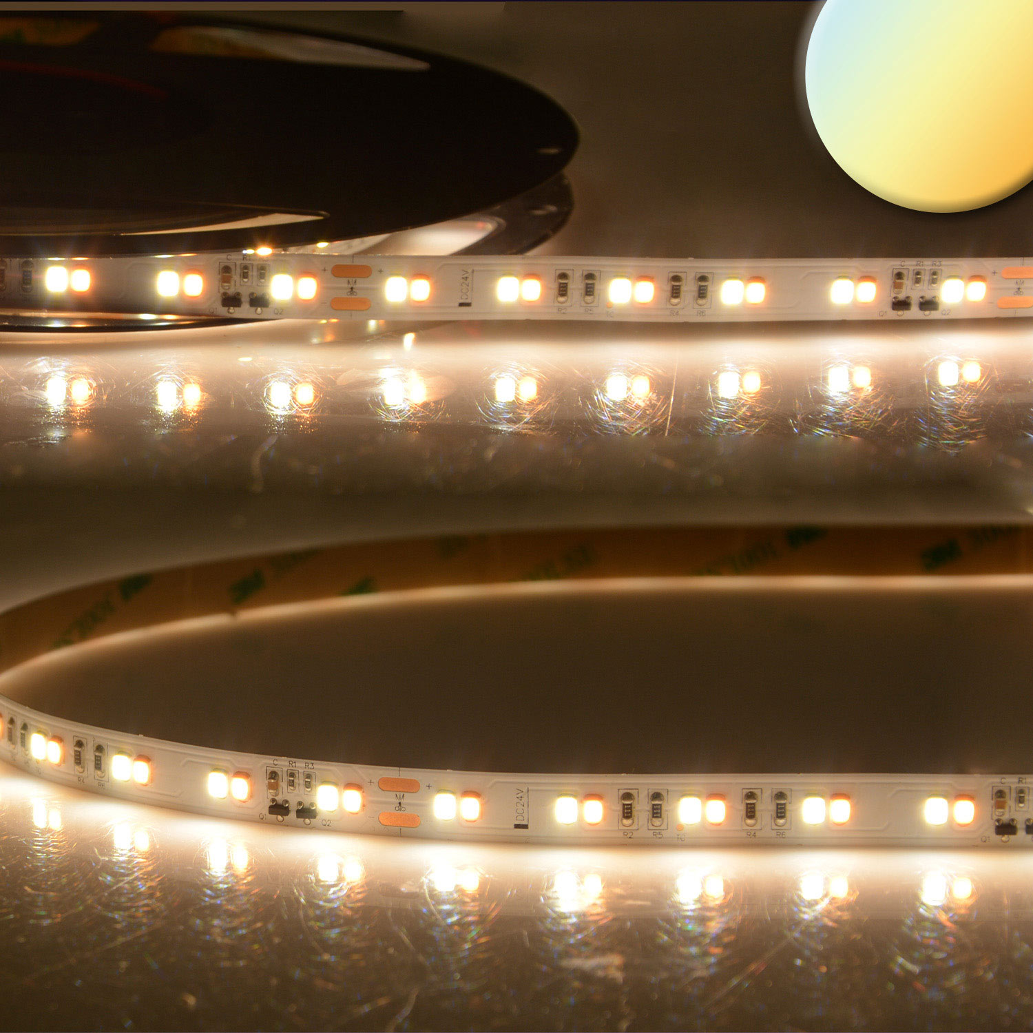 ISOLED LED CRI90 SUNSET Dimm-to-warm (via PWM) Flexband 24V DC 14W IP20 1800-3000K 5m Rolle 60 LED/m
