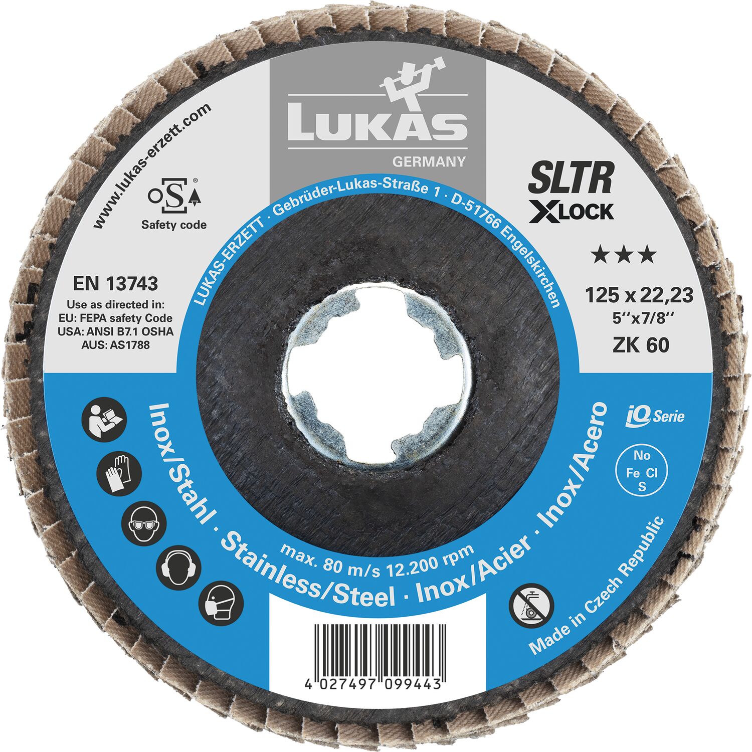 Lukas Schleiflamellenteller SLTR X-LOCK Zirkonkorund ø 125 mm Korn 60