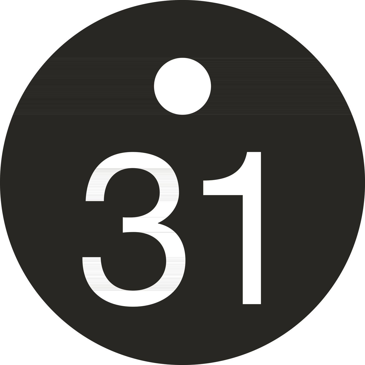 Schlüsselnummer - ø 25, Nummer 31, Aluminium schwarz eloxiert
