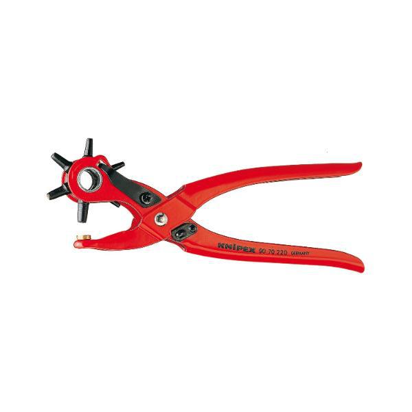 Knipex Revolverlochzange mit 6 auswechselbaren Lochpfeifen Länge 220 mm