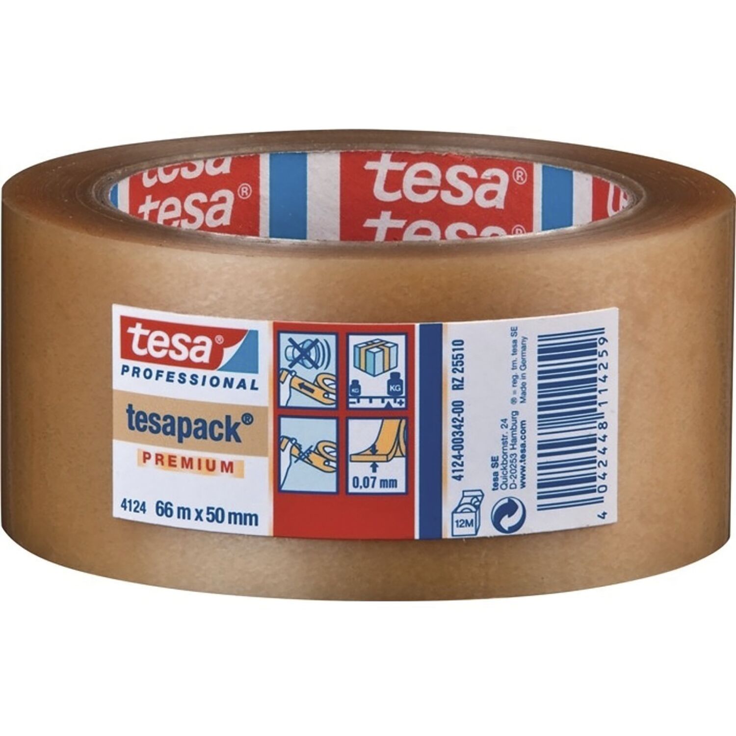 Tesa PVC Klebeband 4124 braun 50 mm x 66 m (6 Stück)