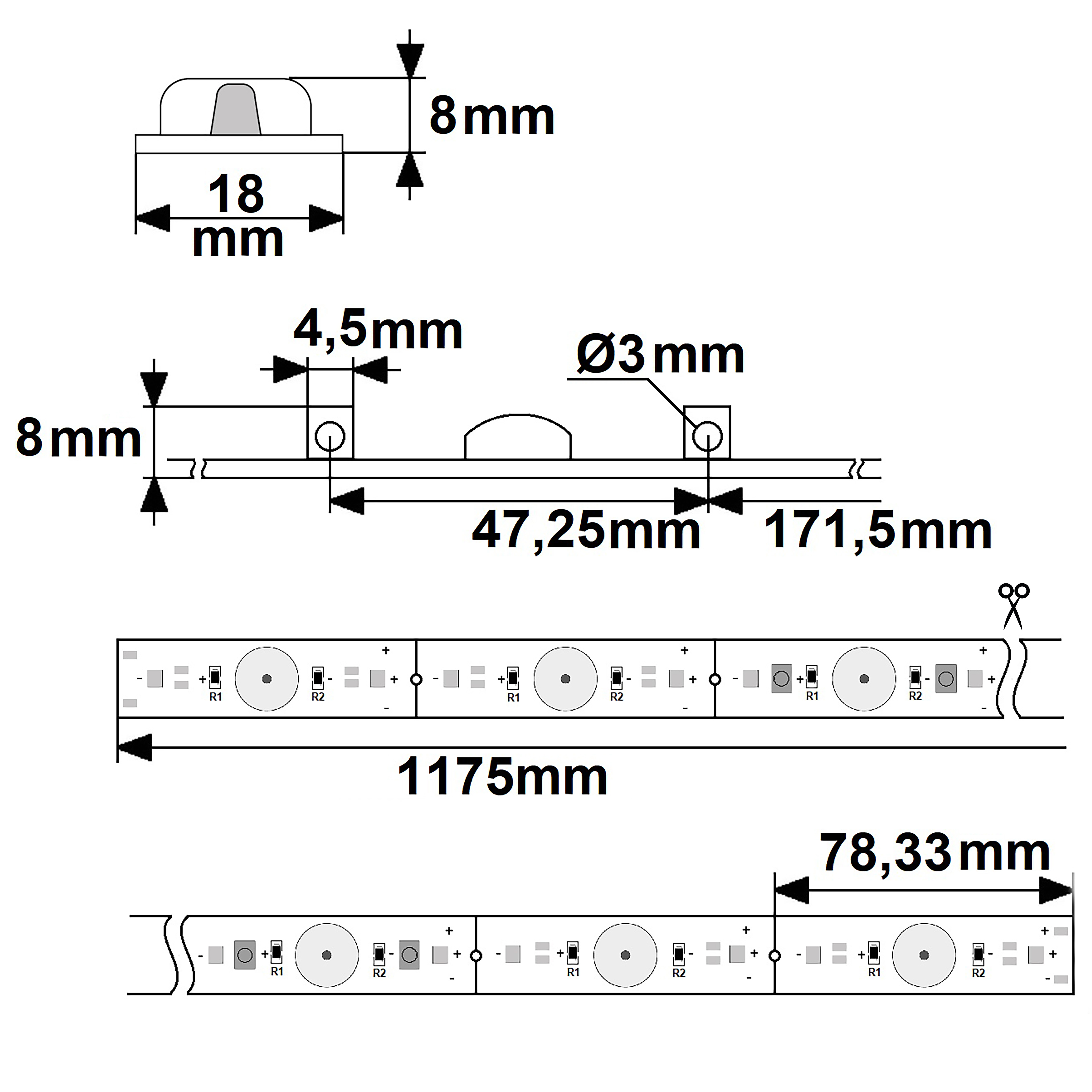 ISOLED LED Platine Backlight 865 1175mm 180° Linse 24V 16W IP20 kaltweiß dimmbar