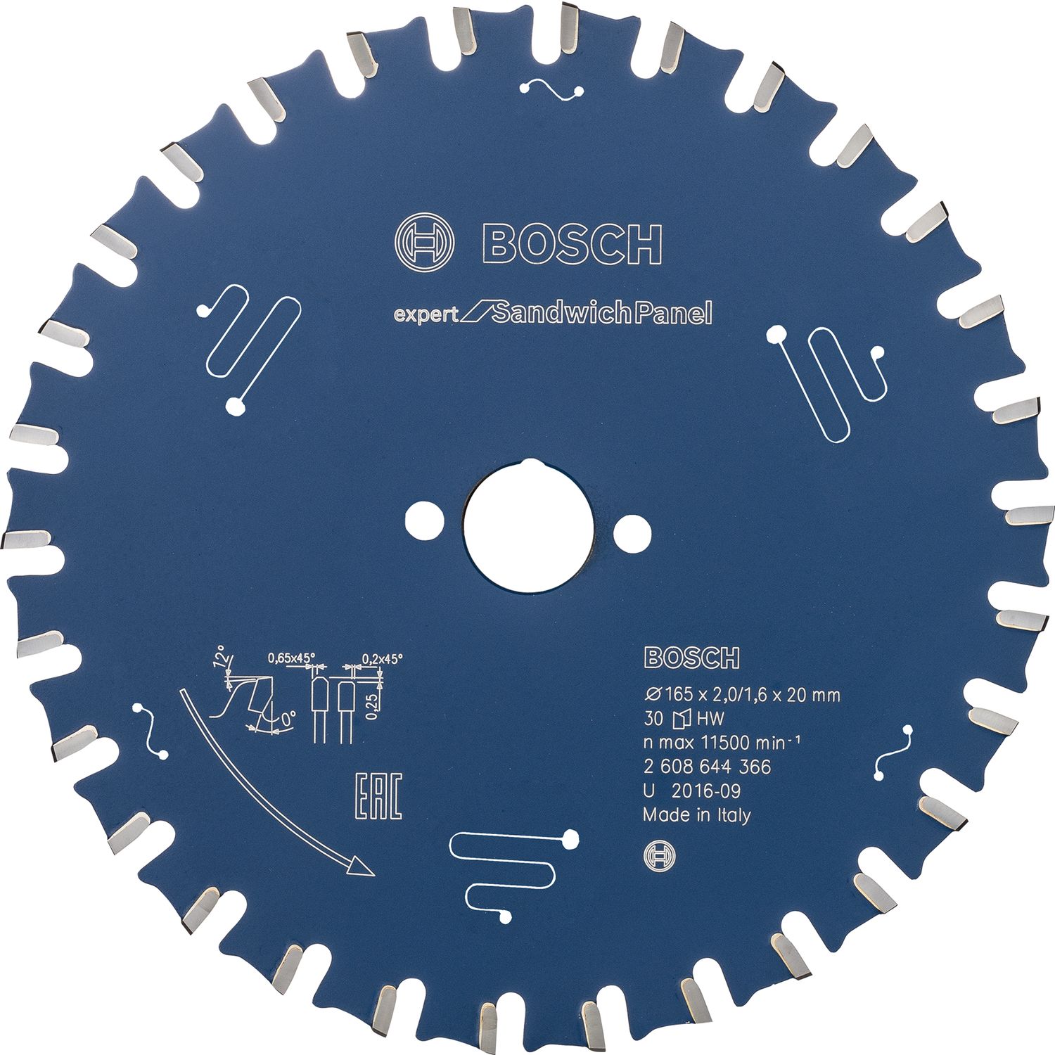 Bosch Kreissägeblatt Expert for Sandwich Panel ø 165x1,6x20 mm ZZ 30 (MTCG)pos.