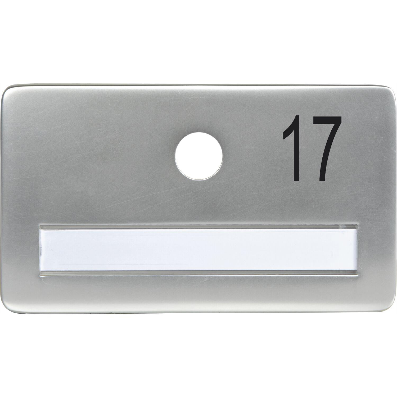 SOLIDO Namensschild ohne Spion, Bohrung ø 14, Alu silber eloxiert, Gravur Nr. 17