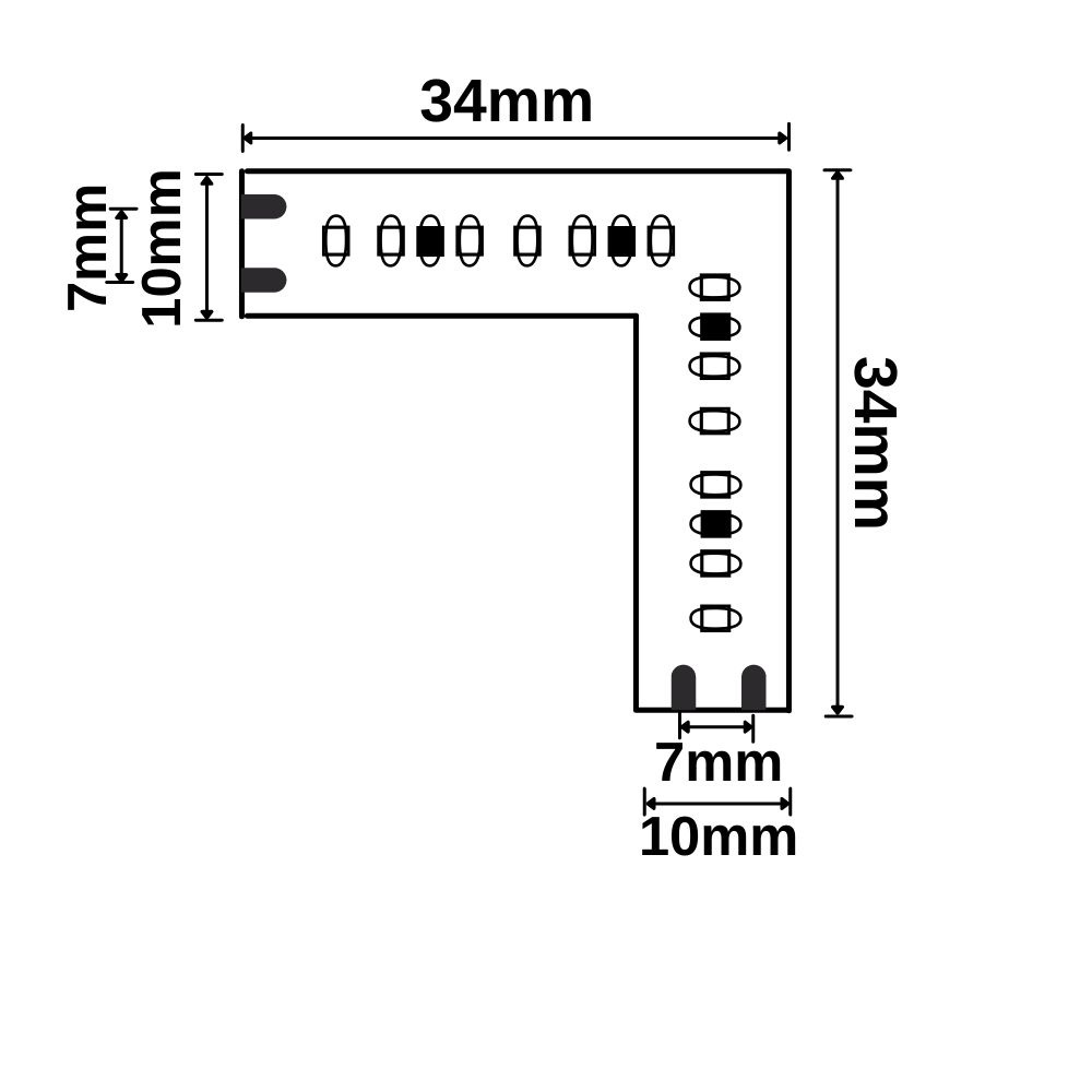 ISOLED Eckverbindung leuchtend 0,8W für CRI930 Linear10 Flexband 24V DC 15W IP20