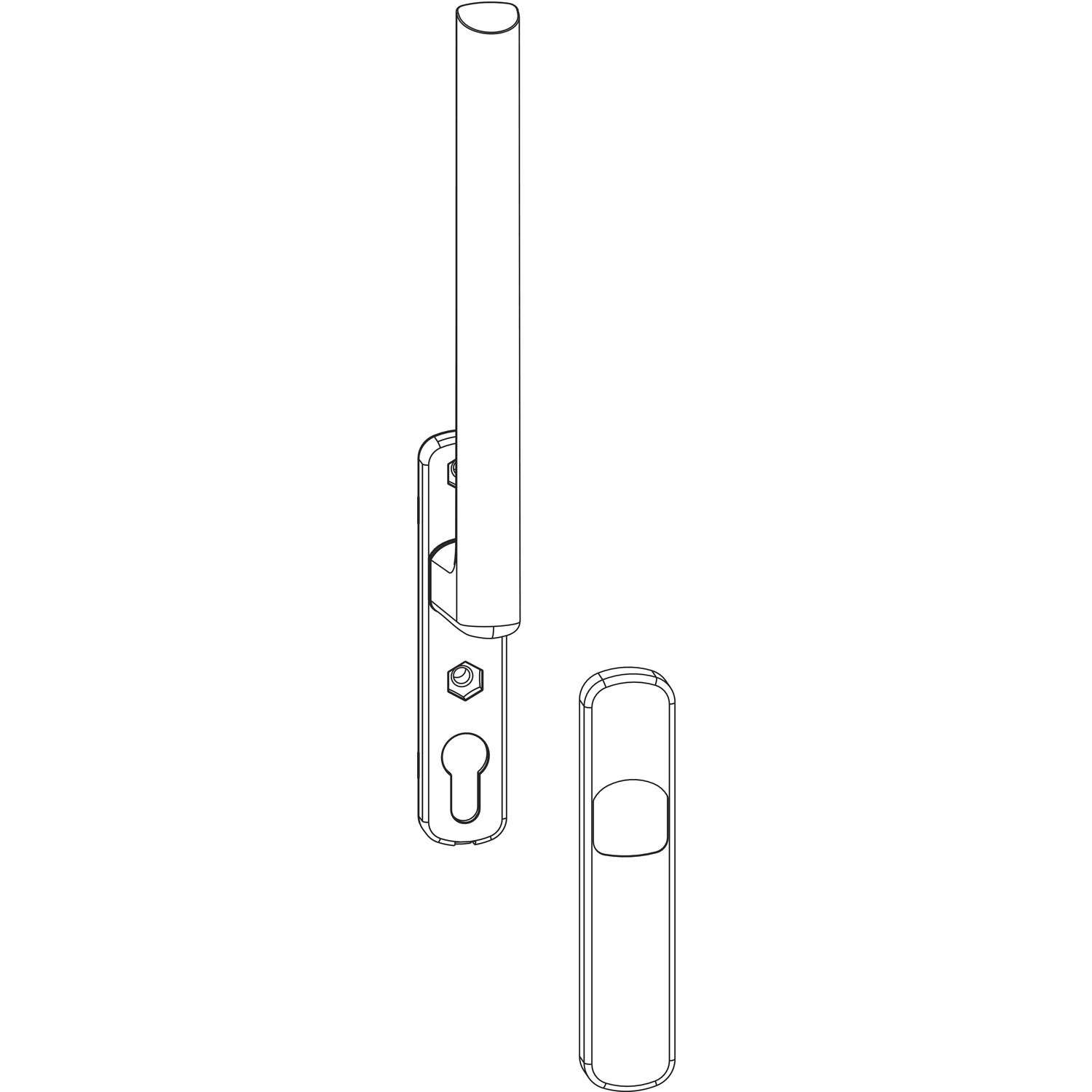 Maco #218397 HS Griff 12 innen ohne Profilzylinder mit Nocken VK-10mm Alu silber