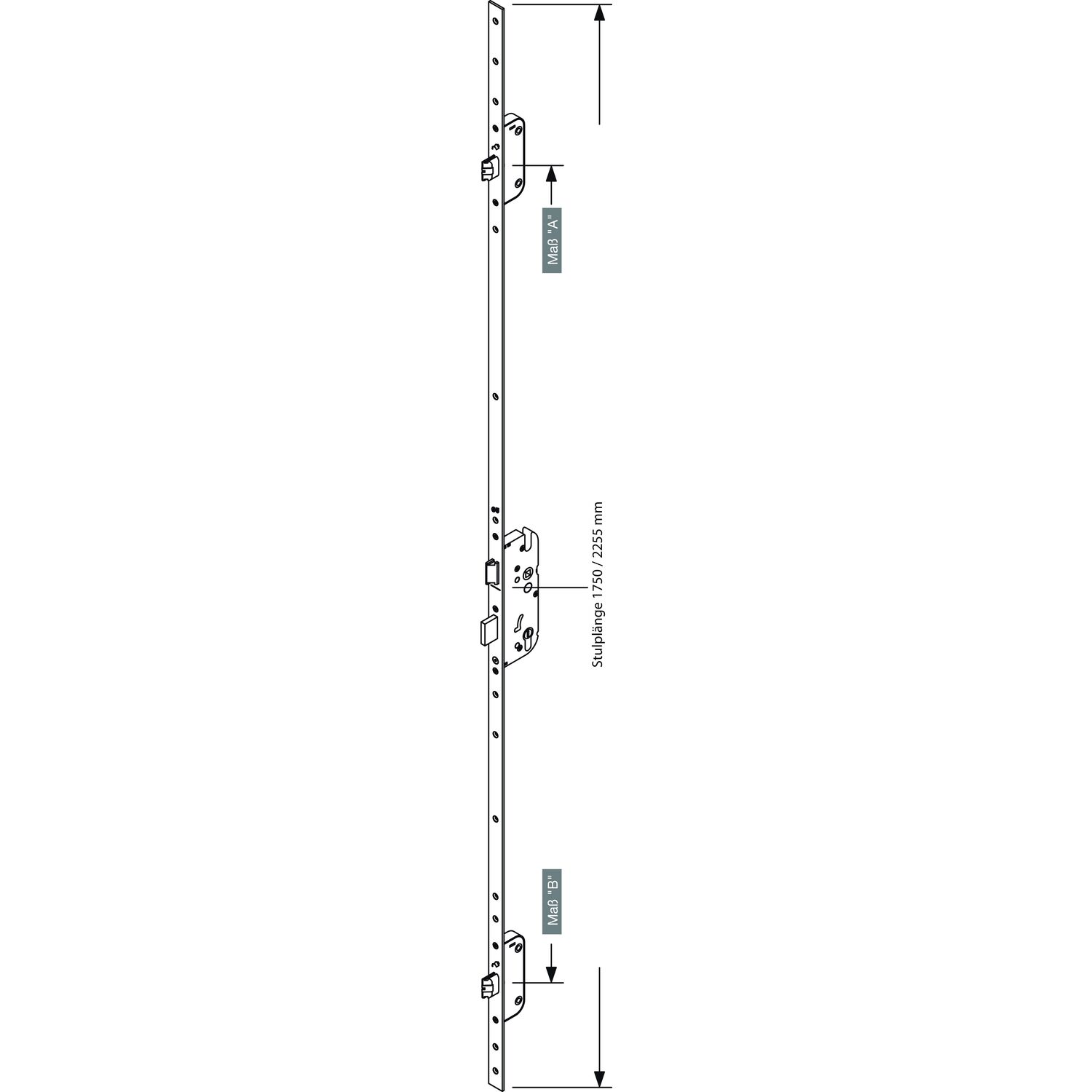 GU MFV-Schloss Secury Automatic DIN, DM 40,Stulp 2255 x 16 x 3mm eckig, silber