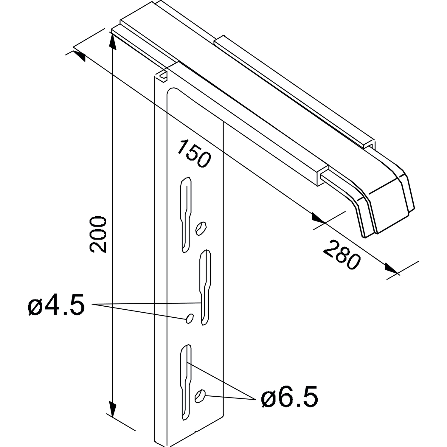 Halter Standard 25 Gr. 1 Vario 80 - 280 mm für Thermofassade