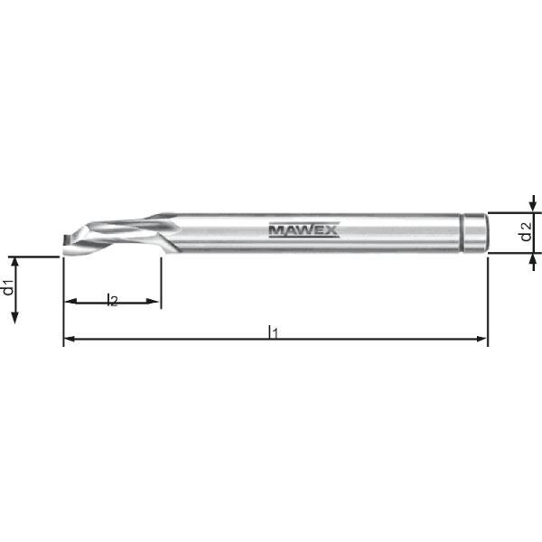 MAWEX Spezial-Bohrnutenfräser HSS 5X12X60 mm einschneidig spiralig (5Stk)