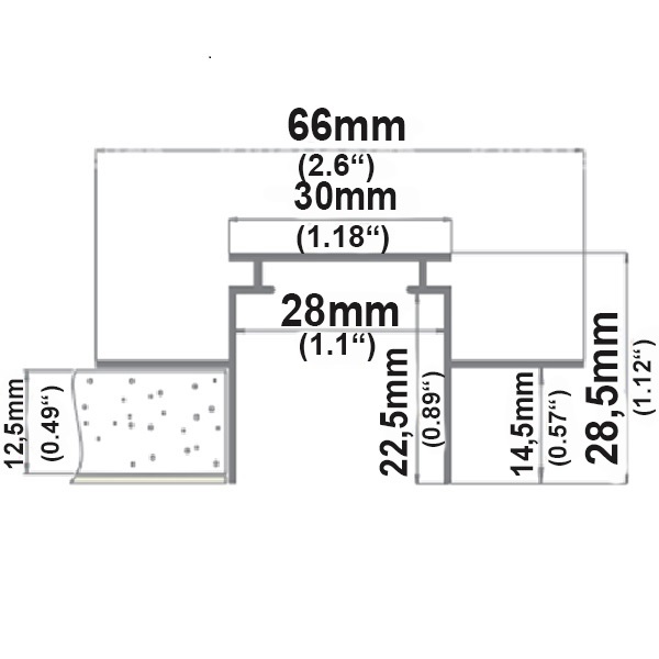 ISOLED Installationskanal für Einbauprofile WING L: 200cm für 12,5mm Rigips-Platten