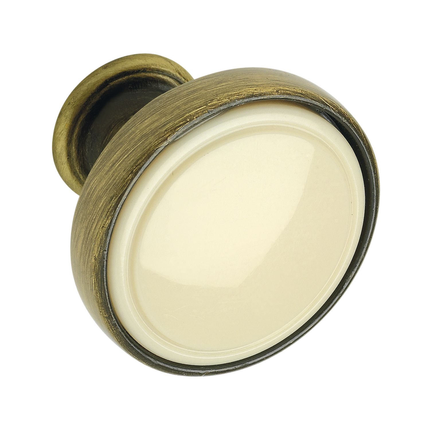 SIRO Knopf Anaheim 2 ø 30 mm,Tiefe 26 mm, ZN/Kunststoff altmessing brüniert/beige