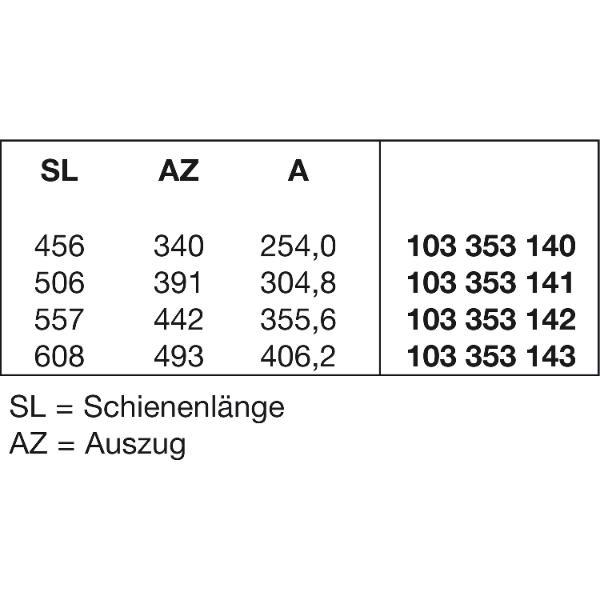 Accuride 1321 Beschlägegarnitur, Länge 456 mm, Stahl schwarz chromatiert