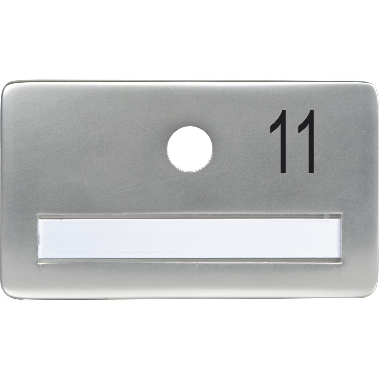 SOLIDO Namensschild ohne Spion, Bohrung ø 14, Alu silber eloxiert, Gravur Nr. 11