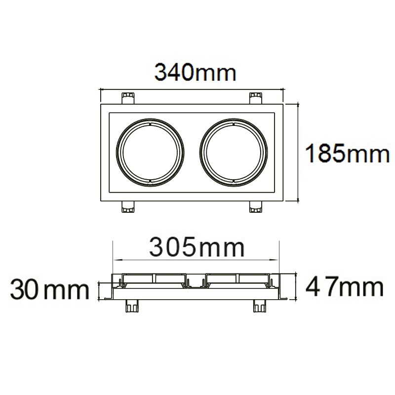ISOLED Einbaurahmen AR111 eckig 2 fach schwenkbar