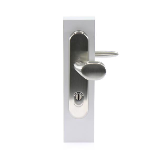 Hoppe SH-Wechselgarnitur VERONA m.LS PZ92, 67-77, SST 8, mit Kzs., Ed., Knopf: 87 x55
