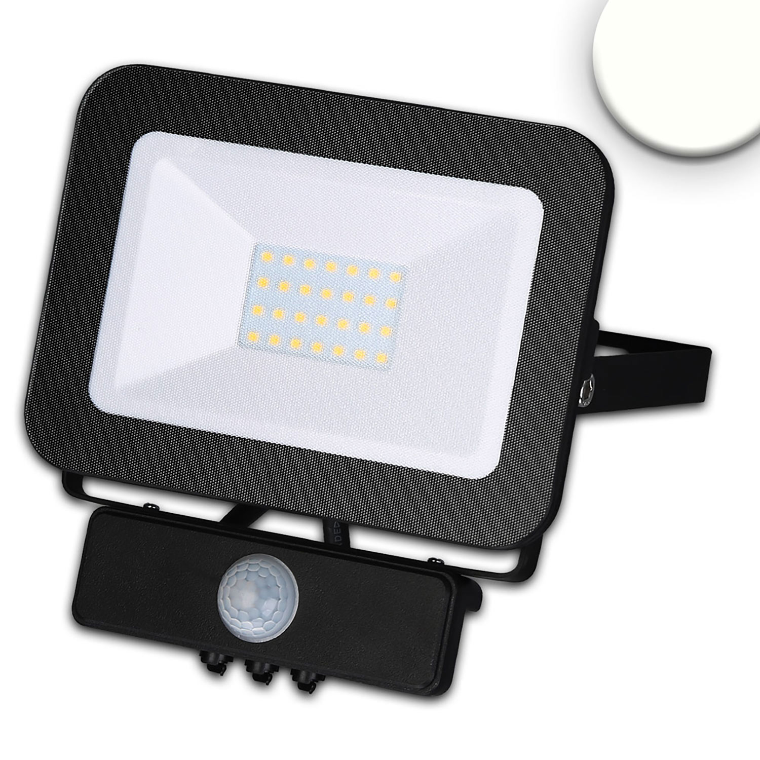 ISOLED LED Fluter mit PIR-Bewegungssensor 30W neutralweiß schwarz IP65