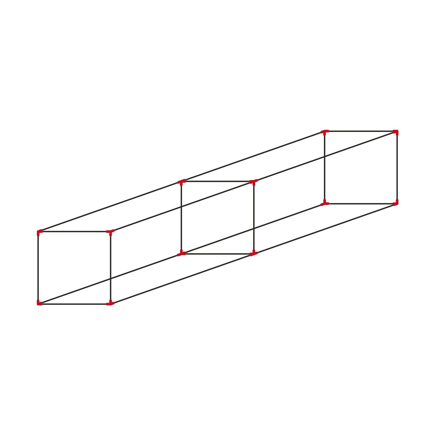 SCHÜCO ALUMIS Smartcube Eckknoten-Set hängend 2-fach horizontal schwarz