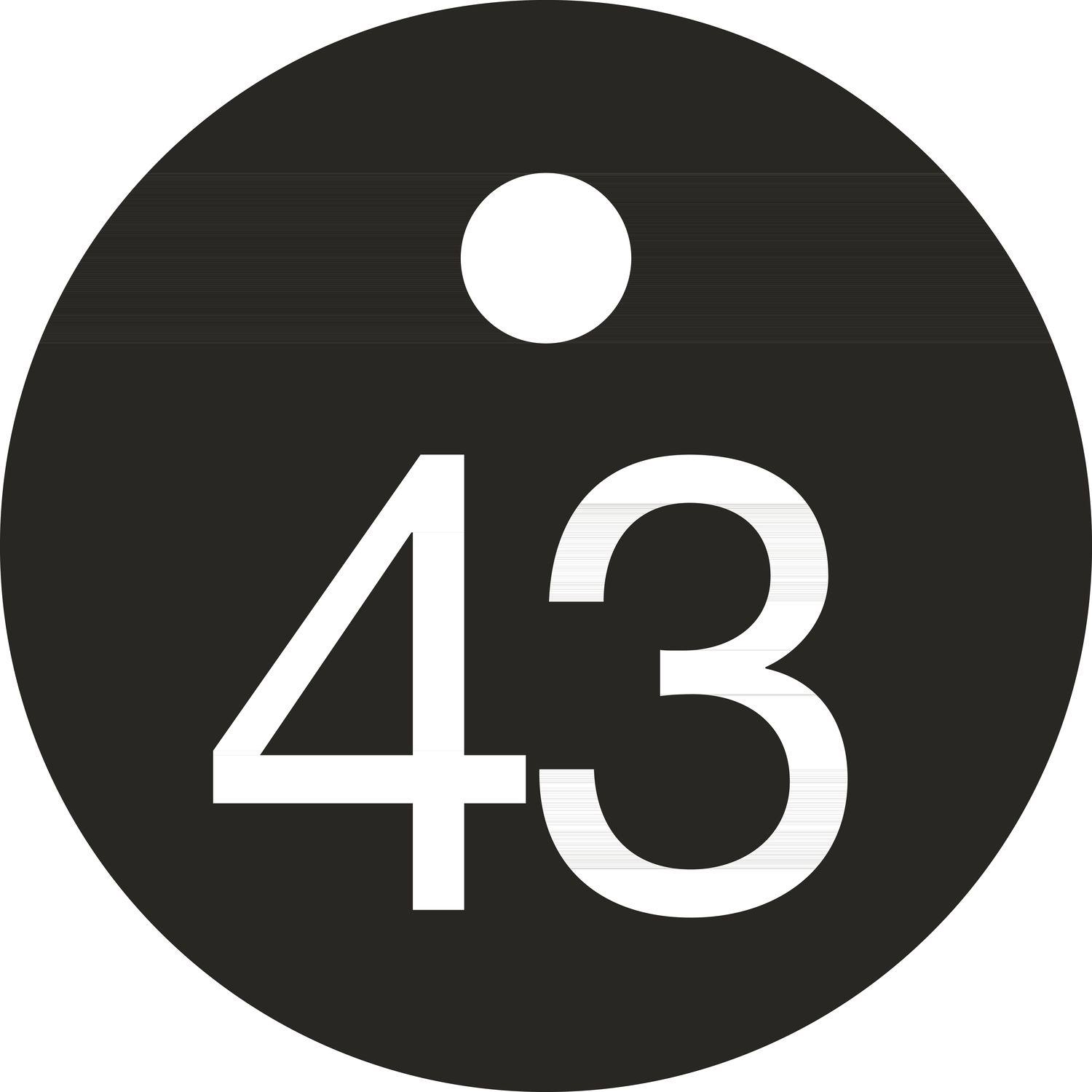 Schlüsselnummer - ø 25, Nummer 43, Aluminium schwarz eloxiert